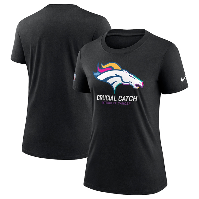 Women's Black Denver Broncos 2024 Crucial Catch T-Shirt(Run Small)